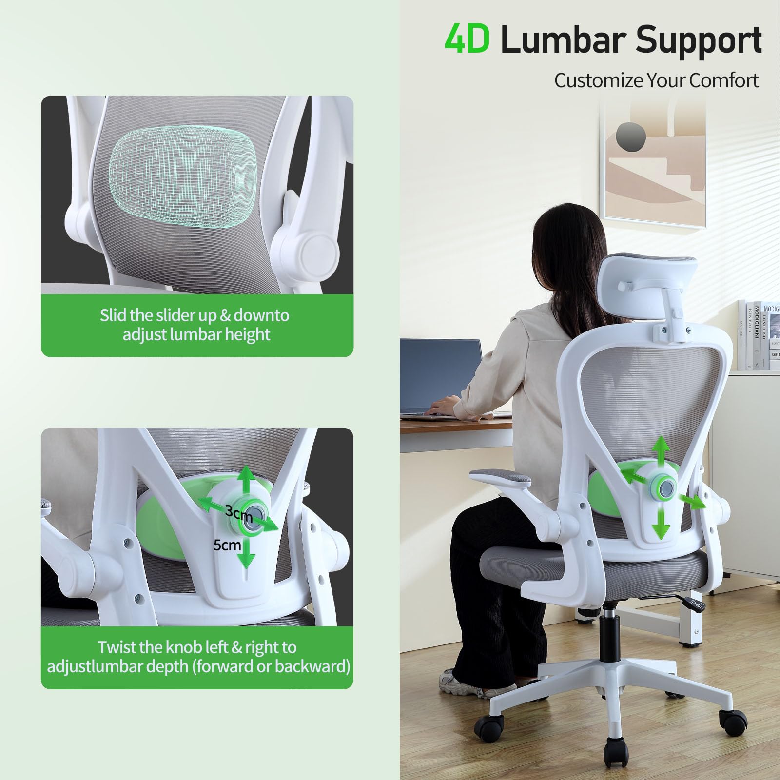 ordeluxe-chaise-bureau-ergonomique-appuie-t-te-accoudoirs-pliables image 4