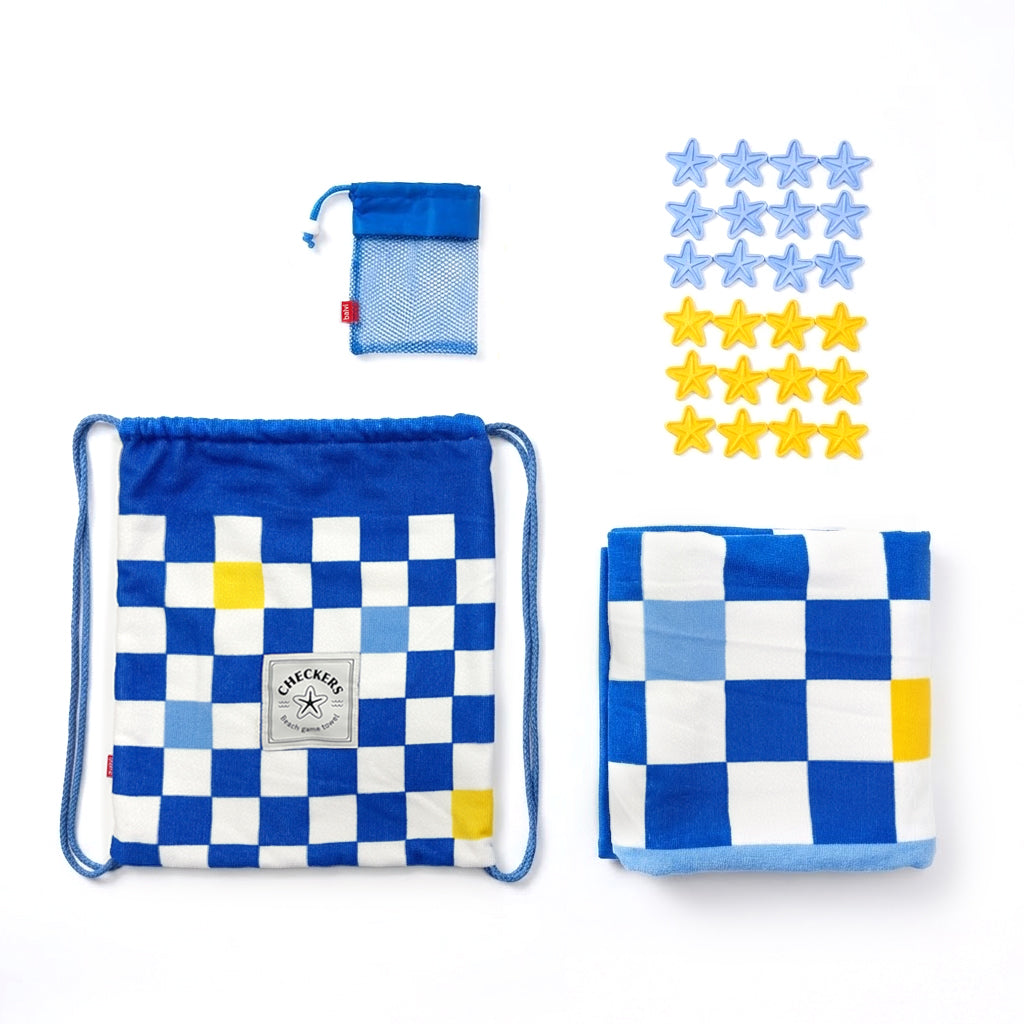 balvi-lifestyle-checkers-serviette-de-plage-jeu-bleue image 6